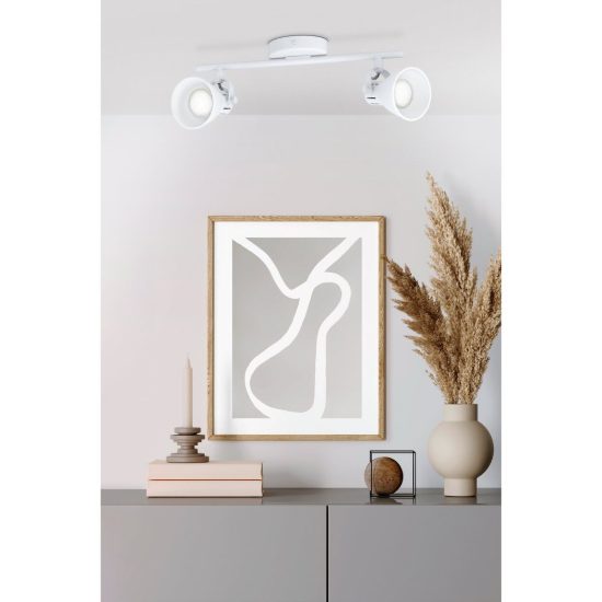Eglo seras 1 plafoniera con 2 faretti gu10 led 5,6w 3000k orientabili 37cm per corridoio moderna bianca
