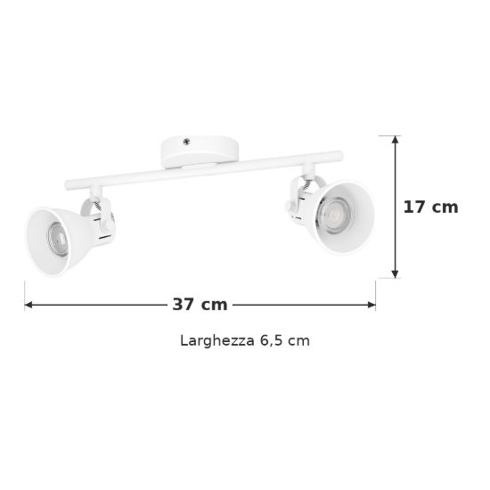 Eglo seras 1 plafoniera con 2 faretti gu10 led 5,6w 3000k orientabili 37cm per corridoio moderna bianca