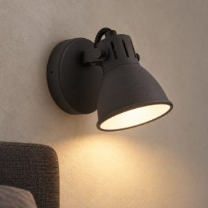 Eglo seras 2 applique con faretto gu10 led 2,8w 3000k orientabile 10cm per camera da letto moderna nera