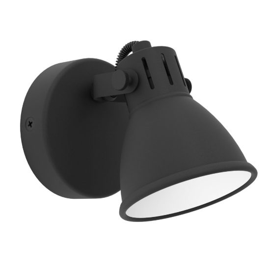 Eglo seras 2 applique con faretto gu10 led 2,8w 3000k orientabile 10cm per camera da letto moderna nera