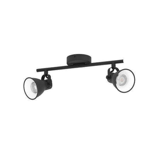 Eglo seras 2 plafoniera con 2 faretti gu10 led 5,6w 3000k orientabili 37cm per soggiorno moderna nera