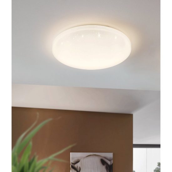 Eglo frania plafoniera led 50w 3000k 55cm per soggiorno moderna bianca effetto cristallo