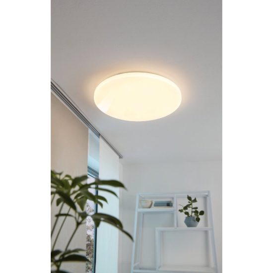 Eglo frania plafoniera led 50w 3000k 55cm per soggiorno moderna bianca effetto cristallo