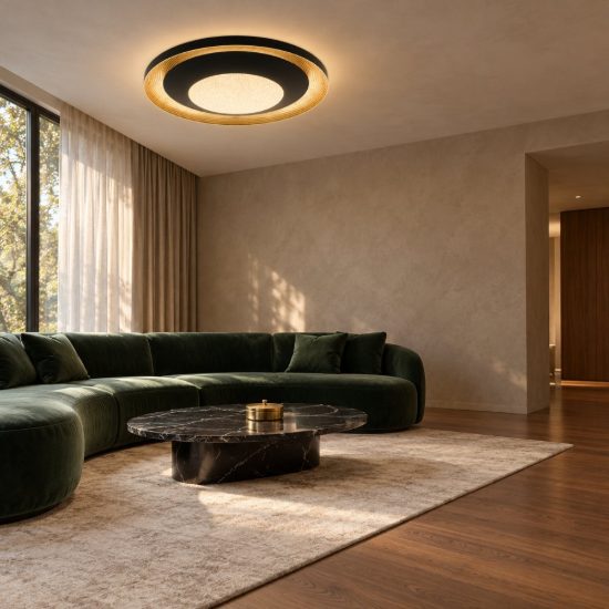 Eglo canicosa 2 plafoniera led 28w cct 2700k 6500k 49,5cm con telecomando per soggiorno moderna nera e oro