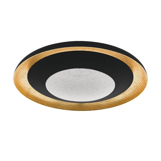Eglo canicosa 2 plafoniera led 28w cct 2700k 6500k 49,5cm con telecomando per soggiorno moderna nera e oro