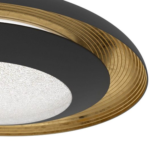 Eglo canicosa 2 plafoniera led 28w cct 2700k 6500k 49,5cm con telecomando per soggiorno moderna nera e oro