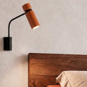 Applique per comodino camera da letto nero arancione lucido orientabile