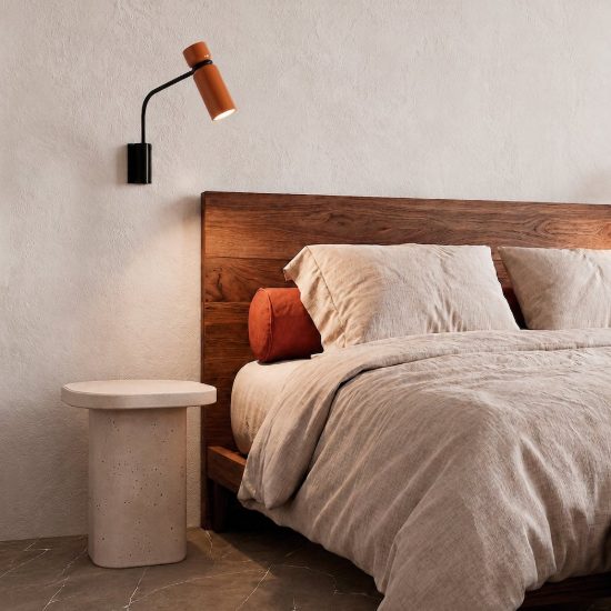 Applique per comodino camera da letto nero arancione lucido orientabile