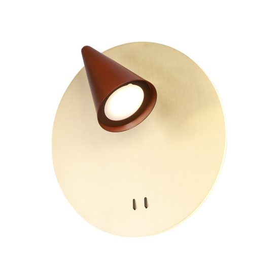 Applique da comodino per camera da letto cono oro spazzolato led 2700k