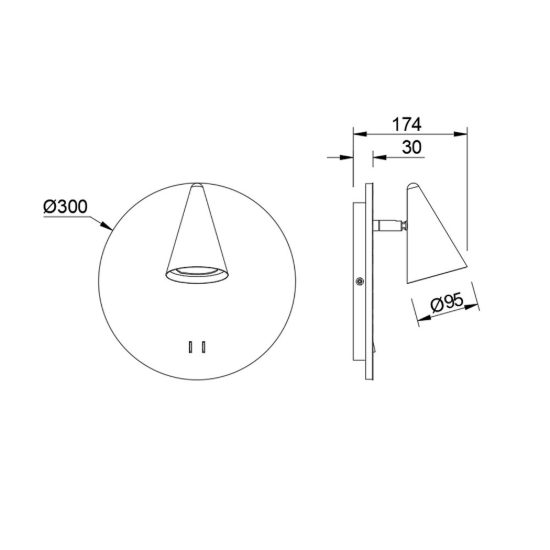 Applique da comodino per camera da letto cono oro spazzolato led 2700k