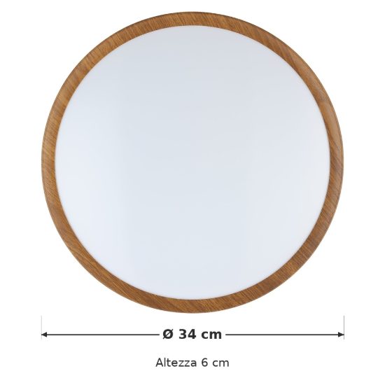 Eglo musurita plafoniera led 14,6w 3000k 34cm per cucina moderna effetto legno