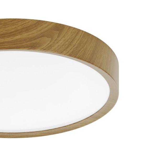 Eglo musurita plafoniera led 33w 3000k 44cm per camera da letto moderna effetto legno