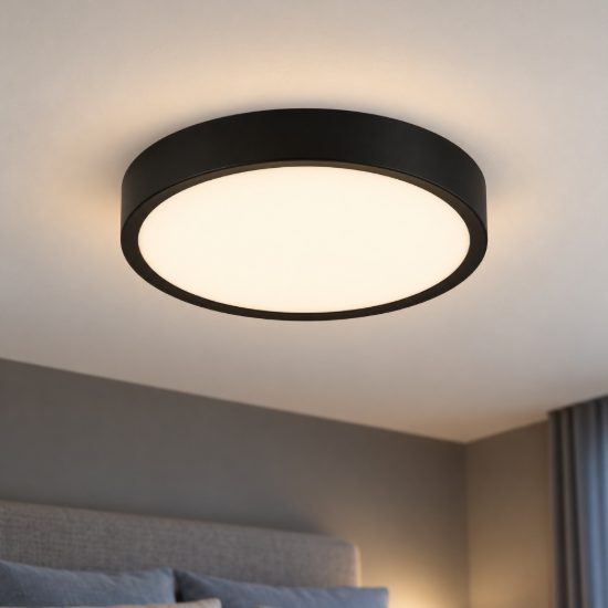 Eglo musurita plafoniera led 14,6w 3000k 34cm per cucina moderna nera