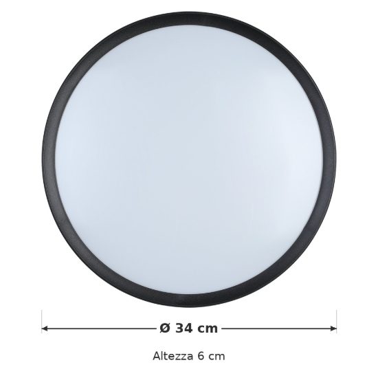 Eglo musurita plafoniera led 14,6w 3000k 34cm per cucina moderna nera