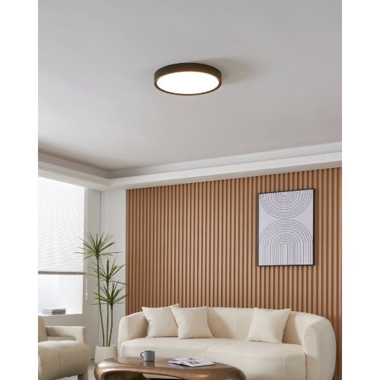 Eglo musurita plafoniera led 33w 3000k 44cm per camera da letto moderna nera