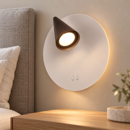 Applique per camera da letto orientabile led 2700k grigio