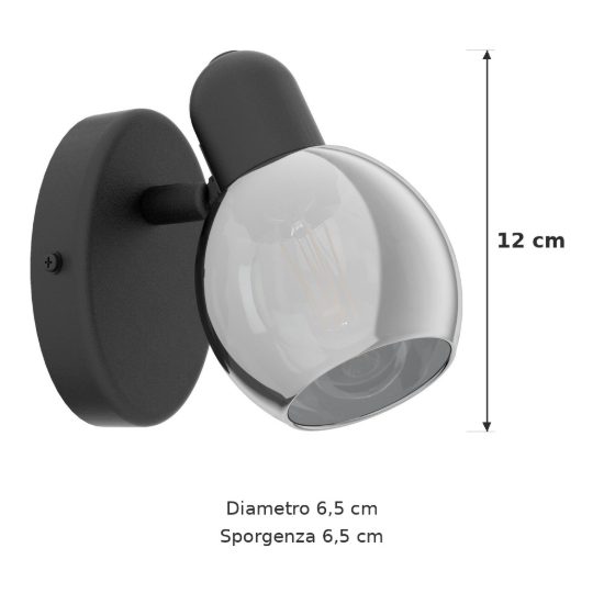 Eglo pollica applique con faretto e14 orientabile 6,5cm per ingresso moderna nera