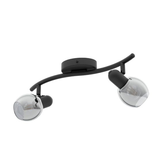 Eglo pollica plafoniera con 2 faretti e14 orientabili 36,5cm per ingresso moderna nera