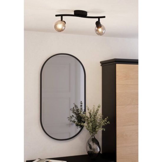 Eglo pollica plafoniera con 2 faretti e14 orientabili 36,5cm per ingresso moderna nera