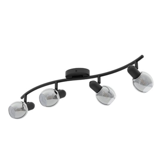 Eglo pollica plafoniera con 4 faretti e14 orientabili 64cm per cucina moderna nera