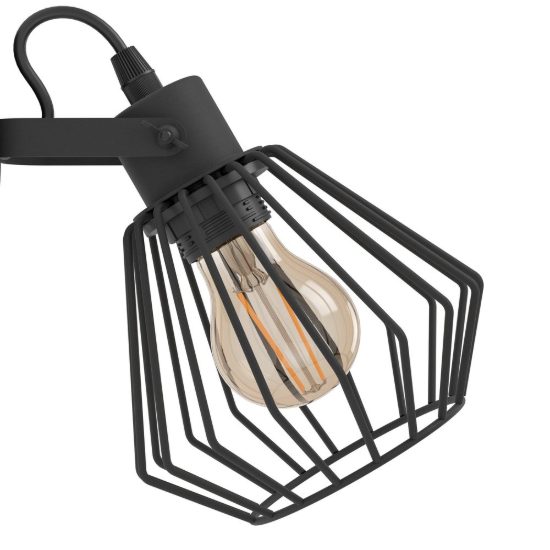 Eglo tabillano applique con faretto e27 orientabile 11cm per soggiorno moderna nera