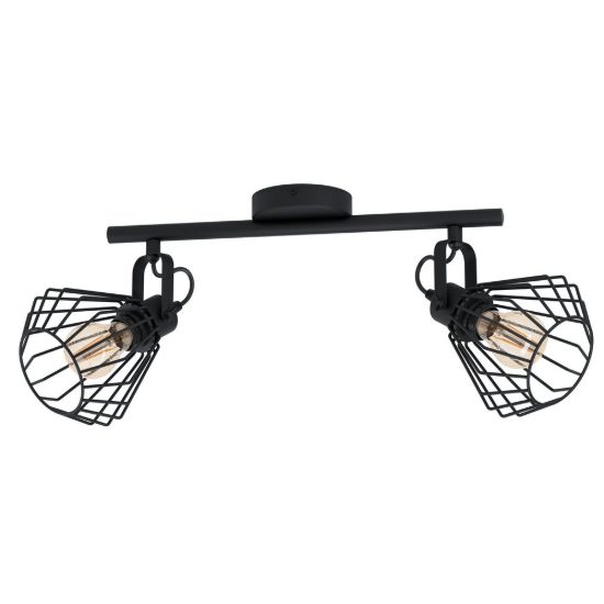 Eglo tabillano plafoniera con 2 faretti e27 orientabili 44cm per corridoio moderna nera