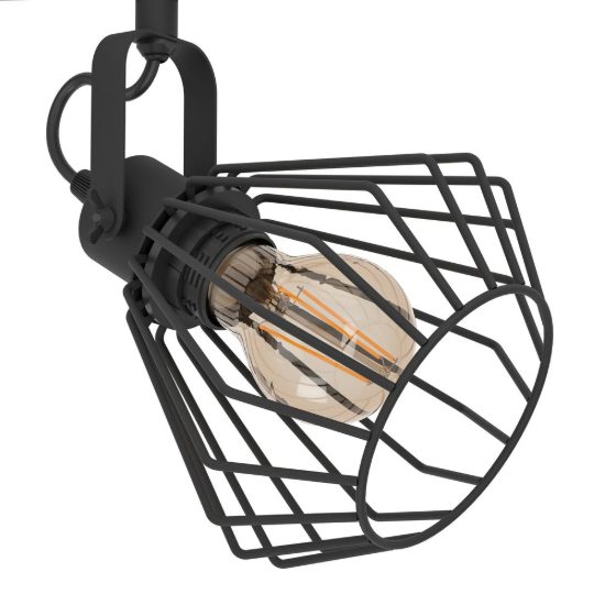 Eglo tabillano plafoniera con 3 faretti e27 orientabili 77,5cm per ingresso moderna nera