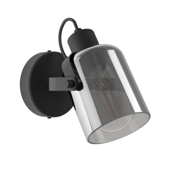 Eglo berregas applique con faretto e27 orientabile 11cm per ingresso moderna nera e cromo