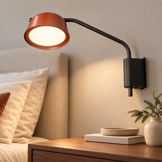 Applique per comodino camera da letto nero bordeaux