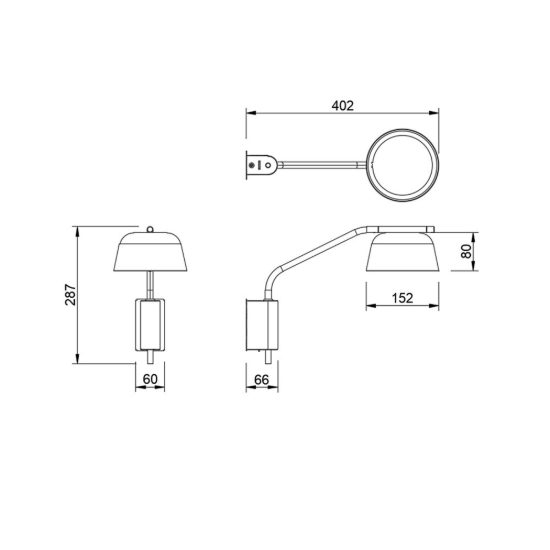 Applique per comodino camera da letto nero bordeaux