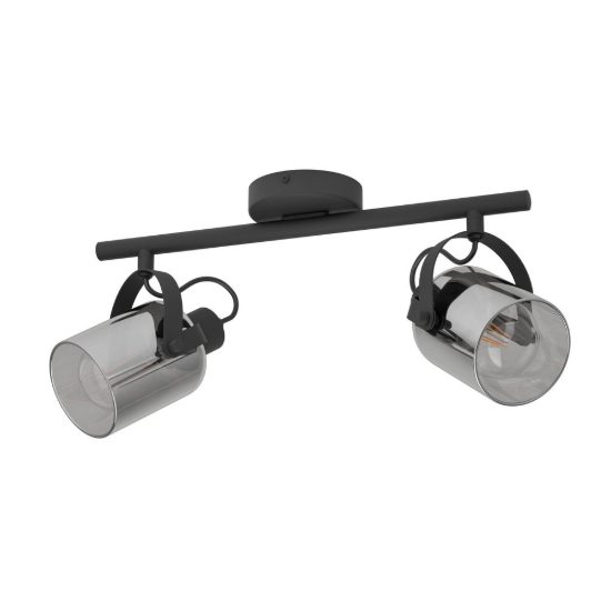 Eglo berregas plafoniera con 2 faretti e27 orientabili 44cm per cucina moderna nera e cromo