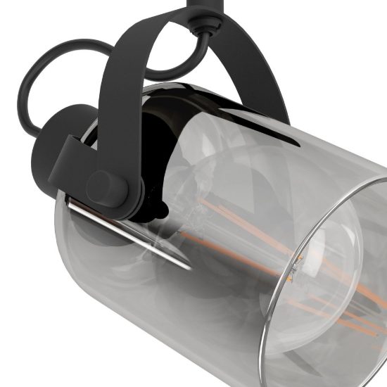 Eglo berregas plafoniera con 2 faretti e27 orientabili 44cm per cucina moderna nera e cromo