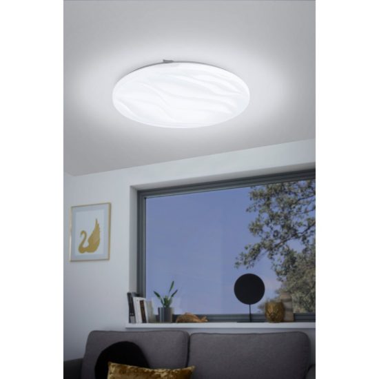Eglo benariba plafoniera led 22w 3000k 44cm per soggiorno moderna bianca