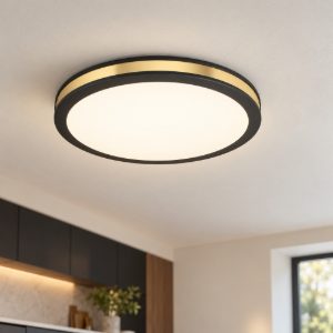 Eglo pescaito plafoniera led 10w 3000k 28cm per cucina moderna nera e oro