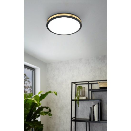 Eglo pescaito plafoniera led 10w 3000k 28cm per cucina moderna nera e oro