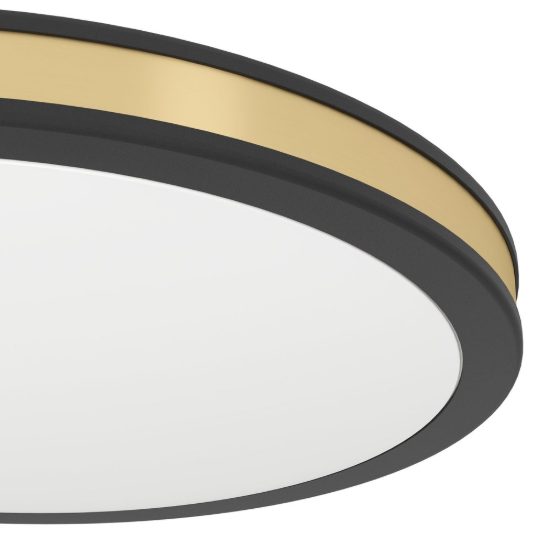Eglo pescaito plafoniera led 10w 3000k 28cm per cucina moderna nera e oro