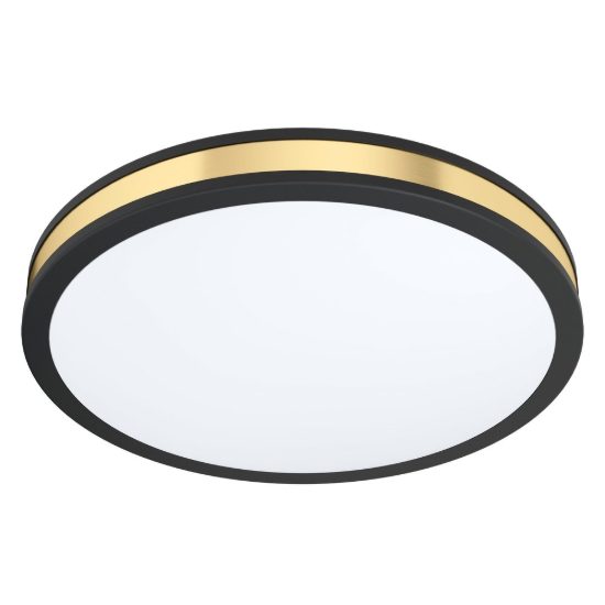 Eglo pescaito plafoniera led 19,5w 3000k 38cm per camera da letto moderna nera e oro