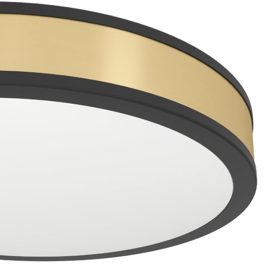 Eglo pescaito plafoniera led 19,5w 3000k 38cm per camera da letto moderna nera e oro