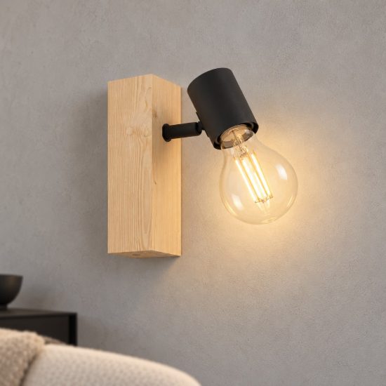Eglo townshend 3 applique con faretto e27 orientabile 16,5cm per soggiorno moderna marrone e nera
