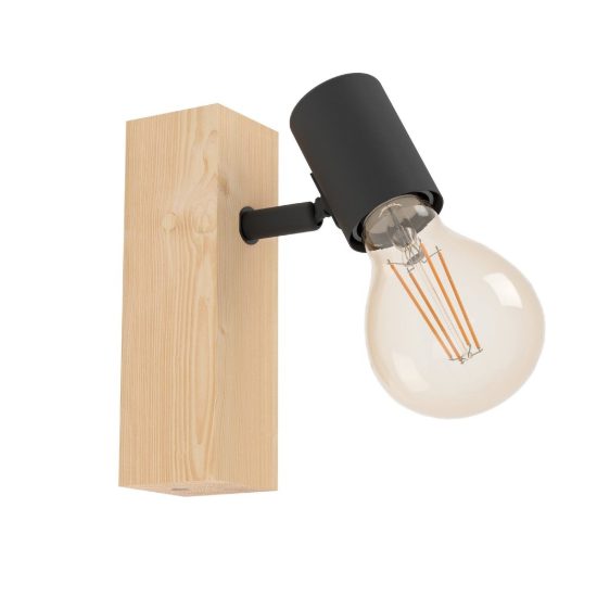 Eglo townshend 3 applique con faretto e27 orientabile 16,5cm per soggiorno moderna marrone e nera