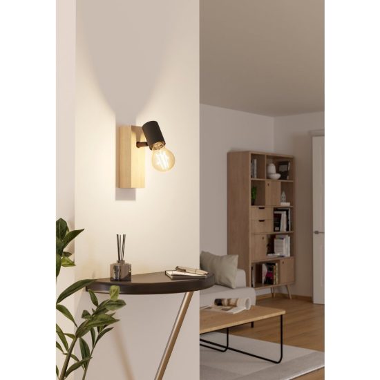 Eglo townshend 3 applique con faretto e27 orientabile 16,5cm per soggiorno moderna marrone e nera