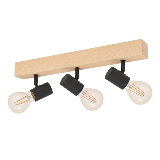 Eglo townshend 3 plafoniera con 3 faretti e27 orientabili 48cm per cucina moderna marrone e nera