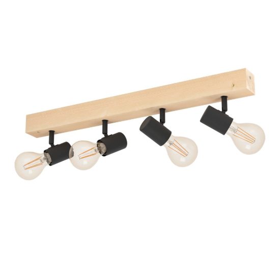 Eglo townshend 3 plafoniera con 4 faretti e27 orientabili 63cm per corridoio moderna marrone e nera