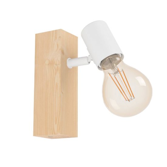 Eglo townshend 3 applique con faretto e27 orientabile 16,5cm per soggiorno moderna marrone e bianca