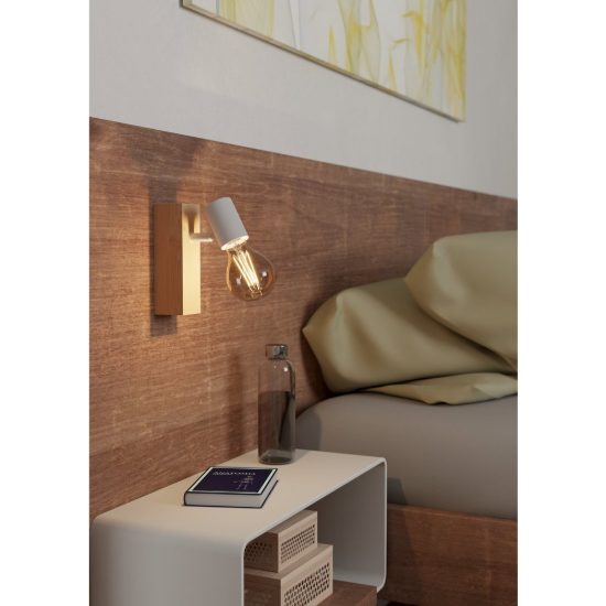 Eglo townshend 3 applique con faretto e27 orientabile 16,5cm per soggiorno moderna marrone e bianca