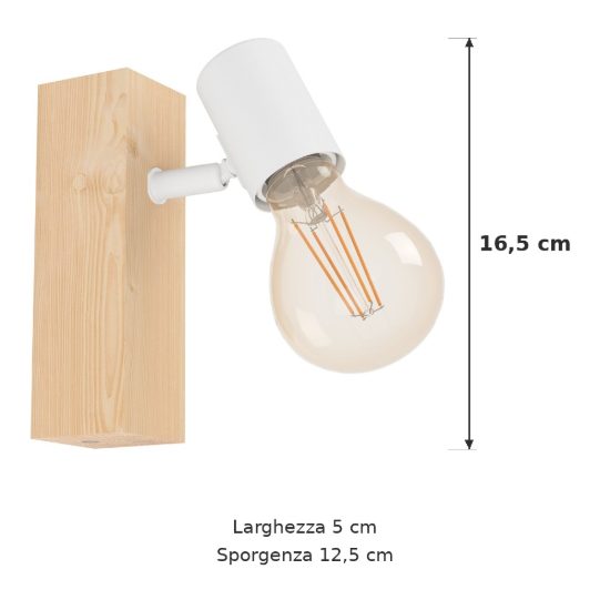 Eglo townshend 3 applique con faretto e27 orientabile 16,5cm per soggiorno moderna marrone e bianca