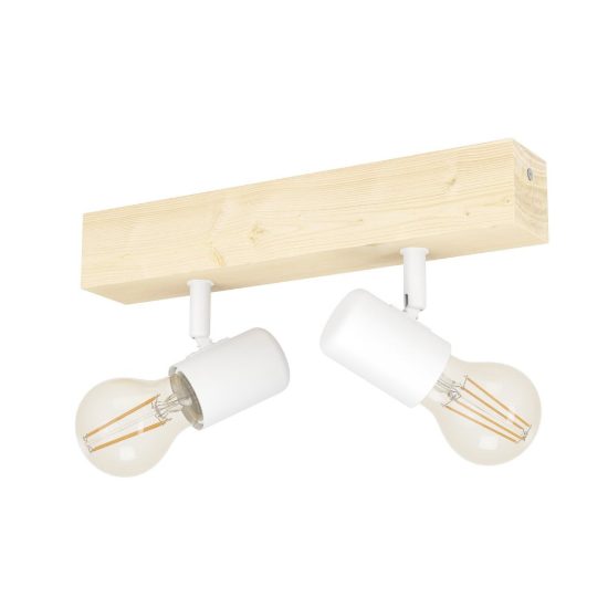 Eglo townshend 3 plafoniera con 2 faretti e27 orientabili 30cm per corridoio moderna marrone e bianca