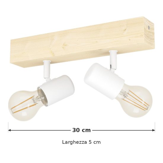 Eglo townshend 3 plafoniera con 2 faretti e27 orientabili 30cm per corridoio moderna marrone e bianca