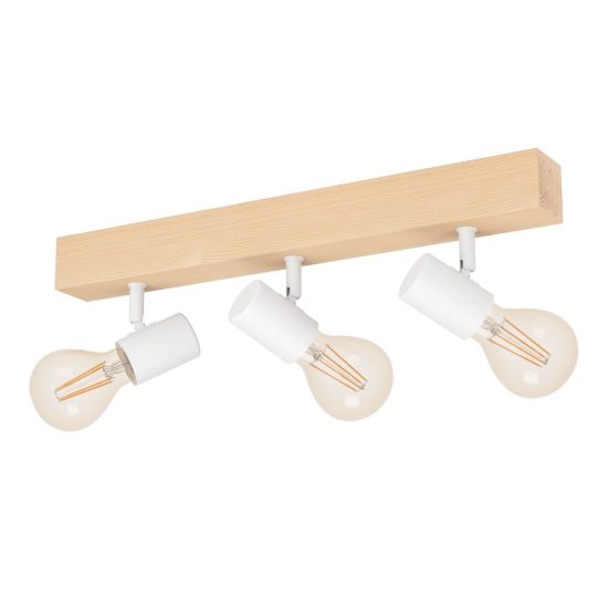 Eglo townshend 3 plafoniera con 3 faretti e27 orientabili 48cm per ingresso moderna marrone e bianca