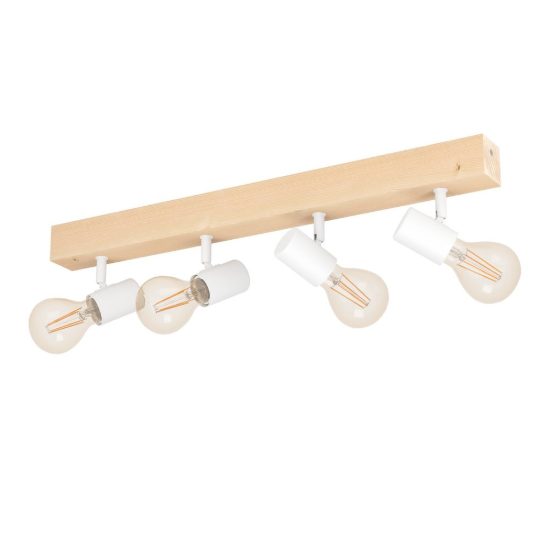 Eglo townshend 3 plafoniera con 4 faretti e27 orientabili 63cm per corridoio moderna marrone e bianca